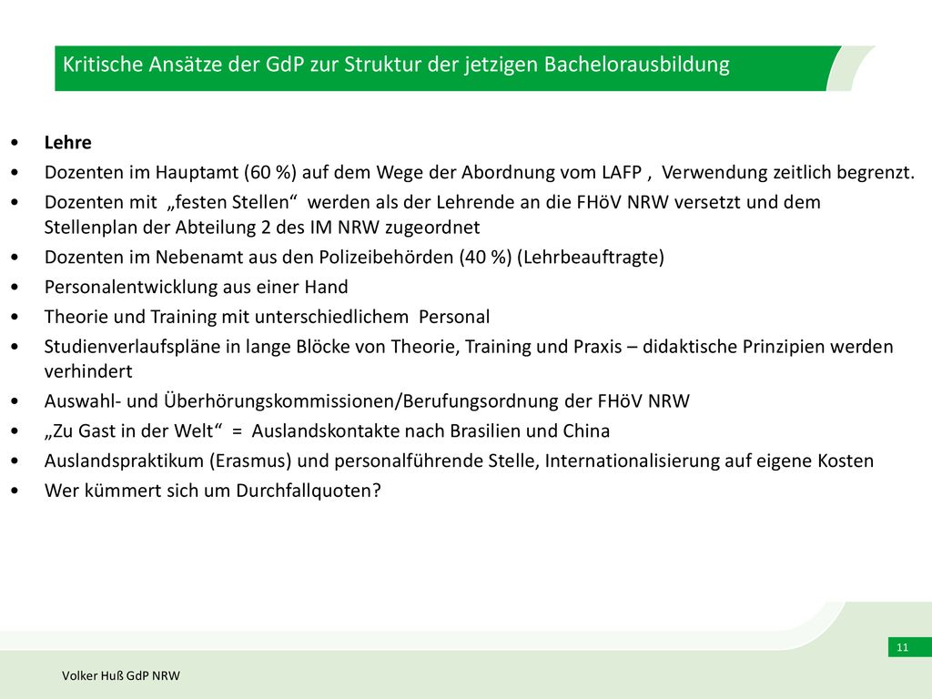 Kritische Ansätze der GdP zur Struktur der jetzigen Bachelorausbildung