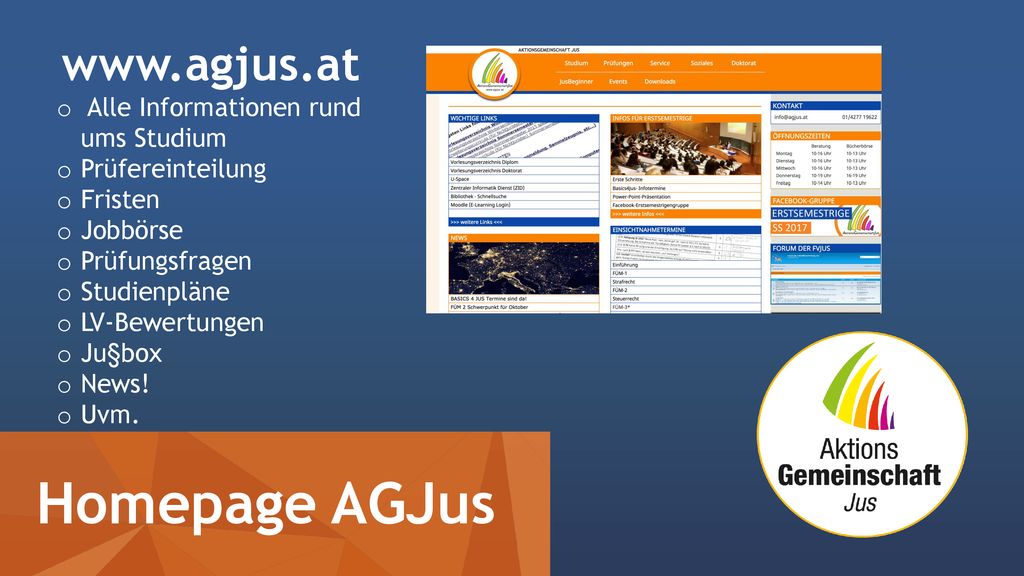 Homepage AGJus   Alle Informationen rund ums Studium