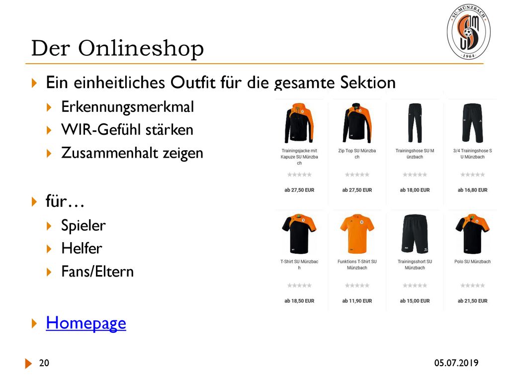 Der Onlineshop Ein einheitliches Outfit für die gesamte Sektion für…