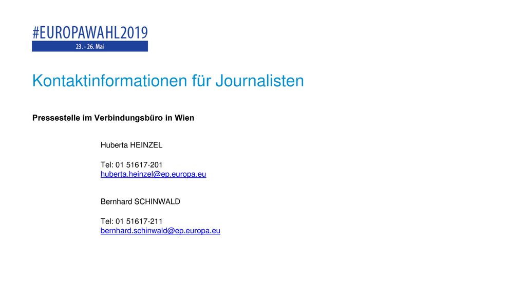 Kontaktinformationen für Journalisten