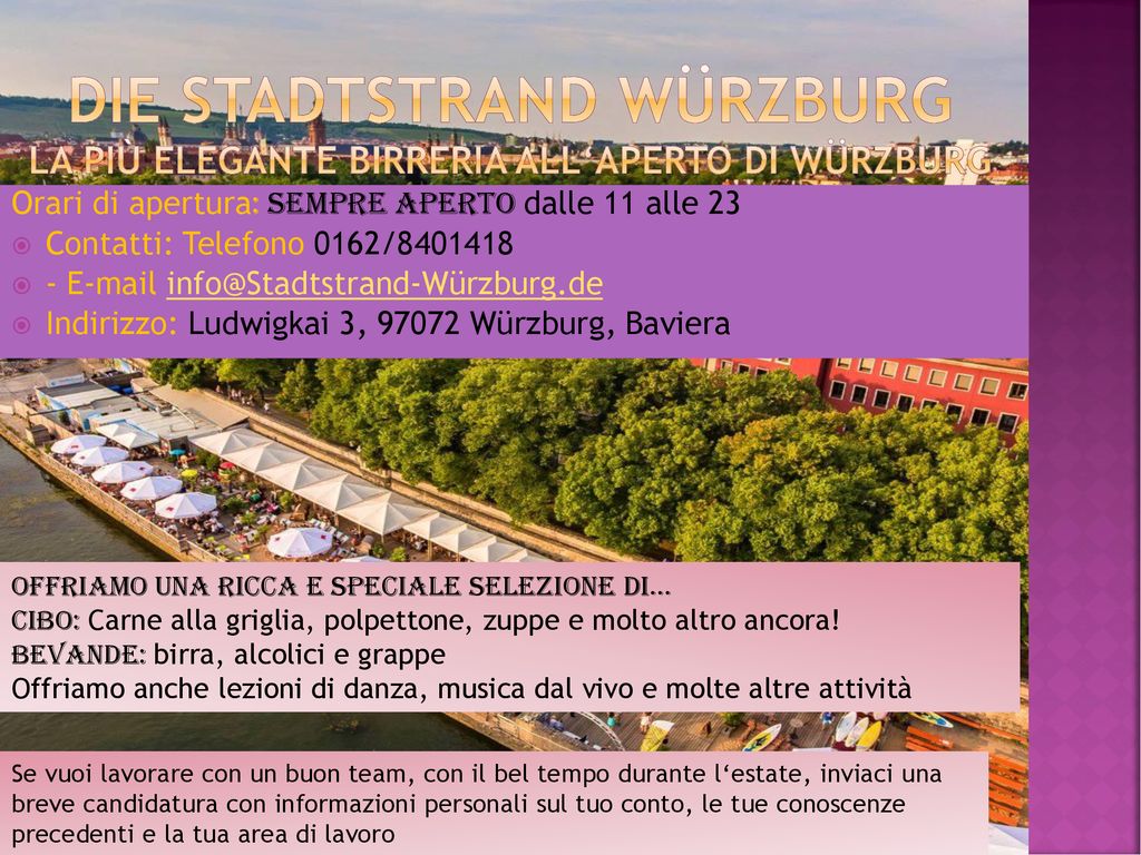 Die Stadtstrand Würzburg la più elegante birreria all‘aperto di würzburg