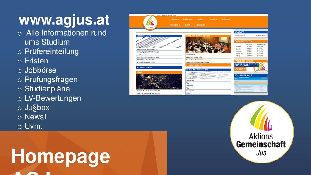Homepage AGJus   Alle Informationen rund ums Studium