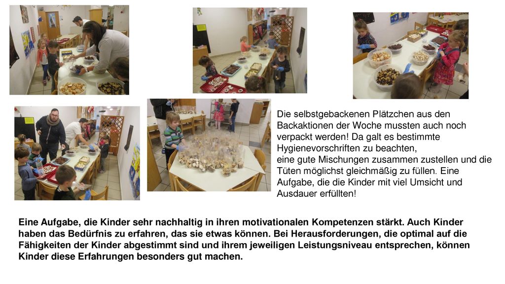 Die selbstgebackenen Plätzchen aus den Backaktionen der Woche mussten auch noch verpackt werden! Da galt es bestimmte Hygienevorschriften zu beachten,