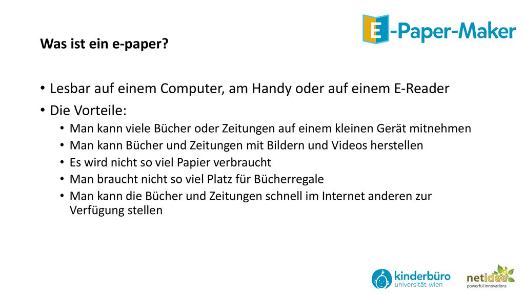 Lesbar auf einem Computer, am Handy oder auf einem E-Reader