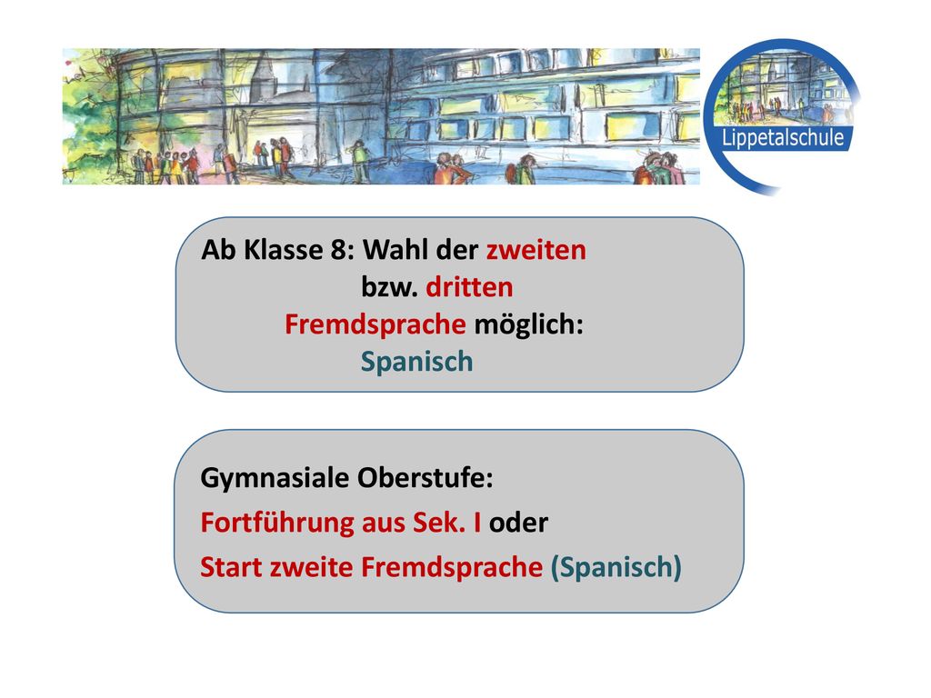 Ab Klasse 8: Wahl der zweiten bzw. dritten Fremdsprache möglich: