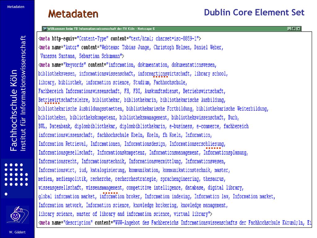 Metadaten Dublin Core Element Set Fachhochschule Köln