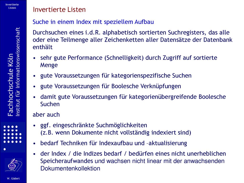 Invertierte Listen Fachhochschule Köln