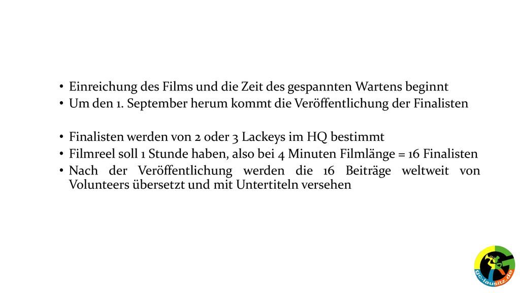 Einreichung des Films und die Zeit des gespannten Wartens beginnt