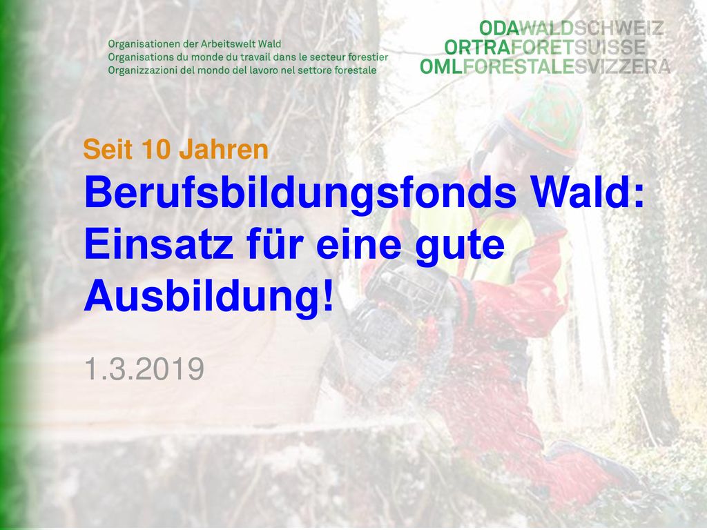 Seit 10 Jahren Berufsbildungsfonds Wald: Einsatz für eine gute Ausbildung!