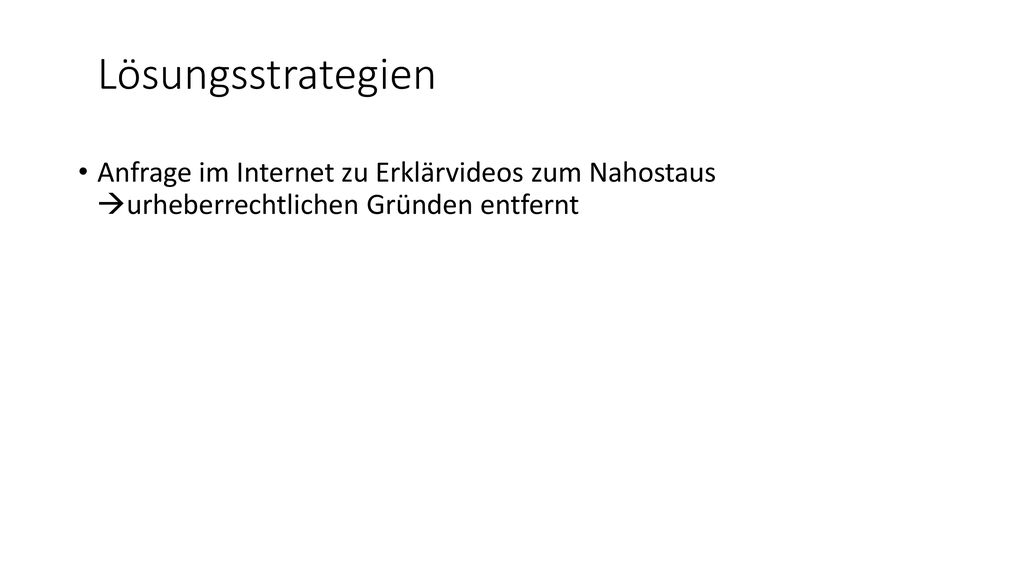 Lösungsstrategien Anfrage im Internet zu Erklärvideos zum Nahostaus urheberrechtlichen Gründen entfernt.
