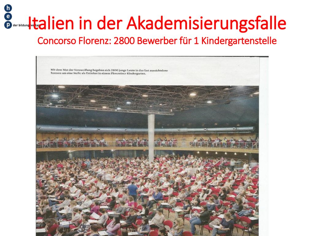 Italien in der Akademisierungsfalle Concorso Florenz: 2800 Bewerber für 1 Kindergartenstelle