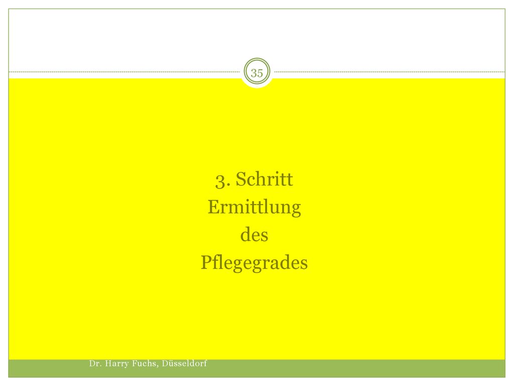 3. Schritt Ermittlung des Pflegegrades Dr. Harry Fuchs, Düsseldorf