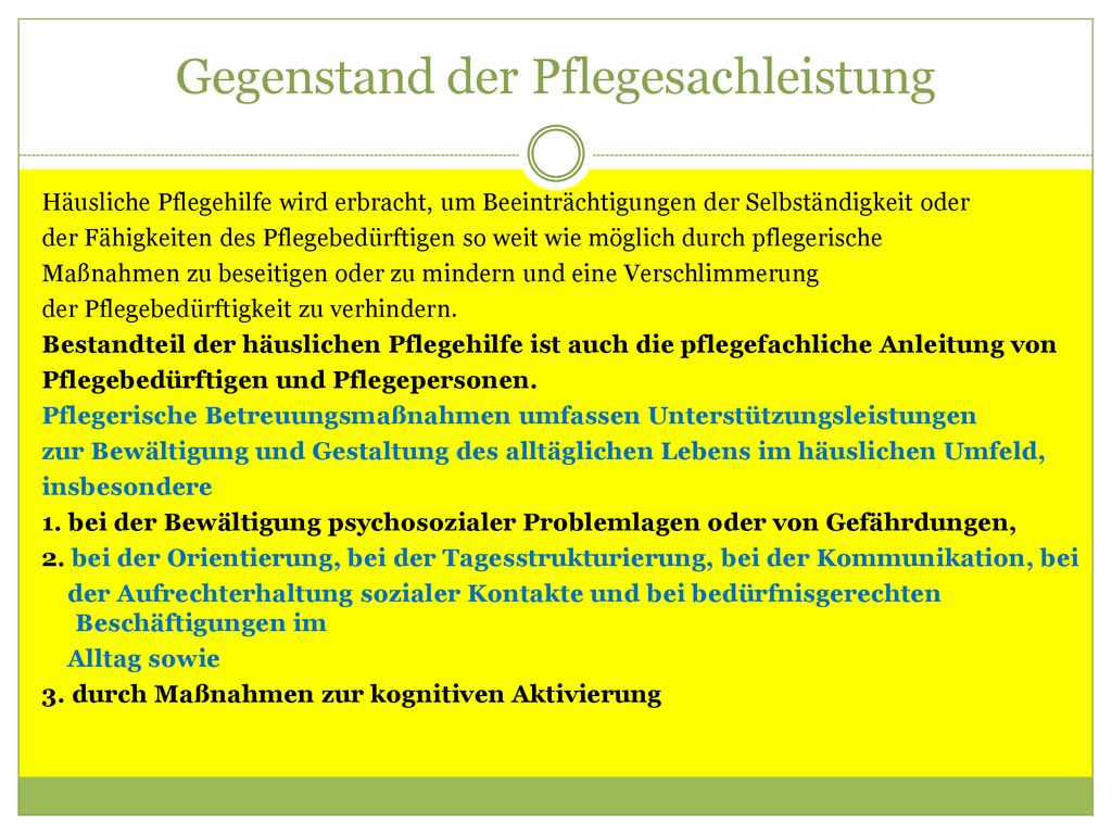 Gegenstand der Pflegesachleistung