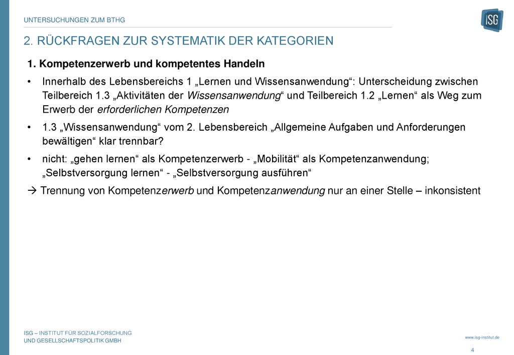 2. Rückfragen zur Systematik der Kategorien