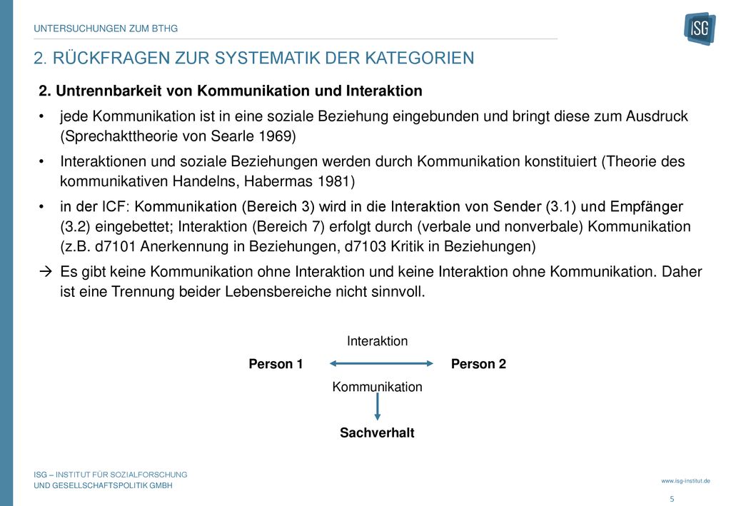 2. Rückfragen zur Systematik der Kategorien