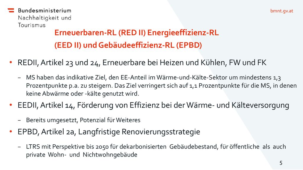 REDII, Artikel 23 und 24, Erneuerbare bei Heizen und Kühlen, FW und FK