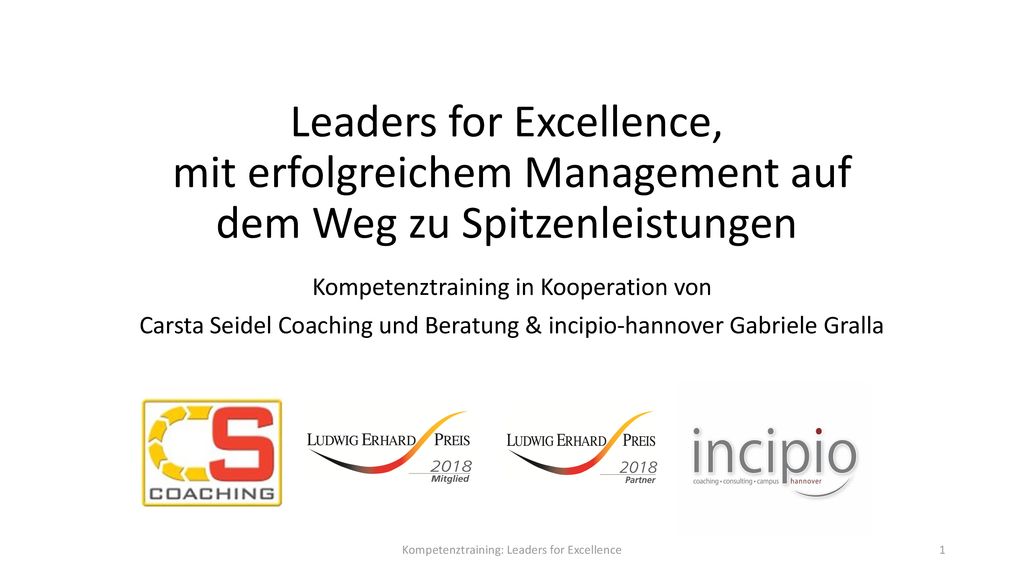 Leaders for Excellence, mit erfolgreichem Management auf dem Weg zu Spitzenleistungen