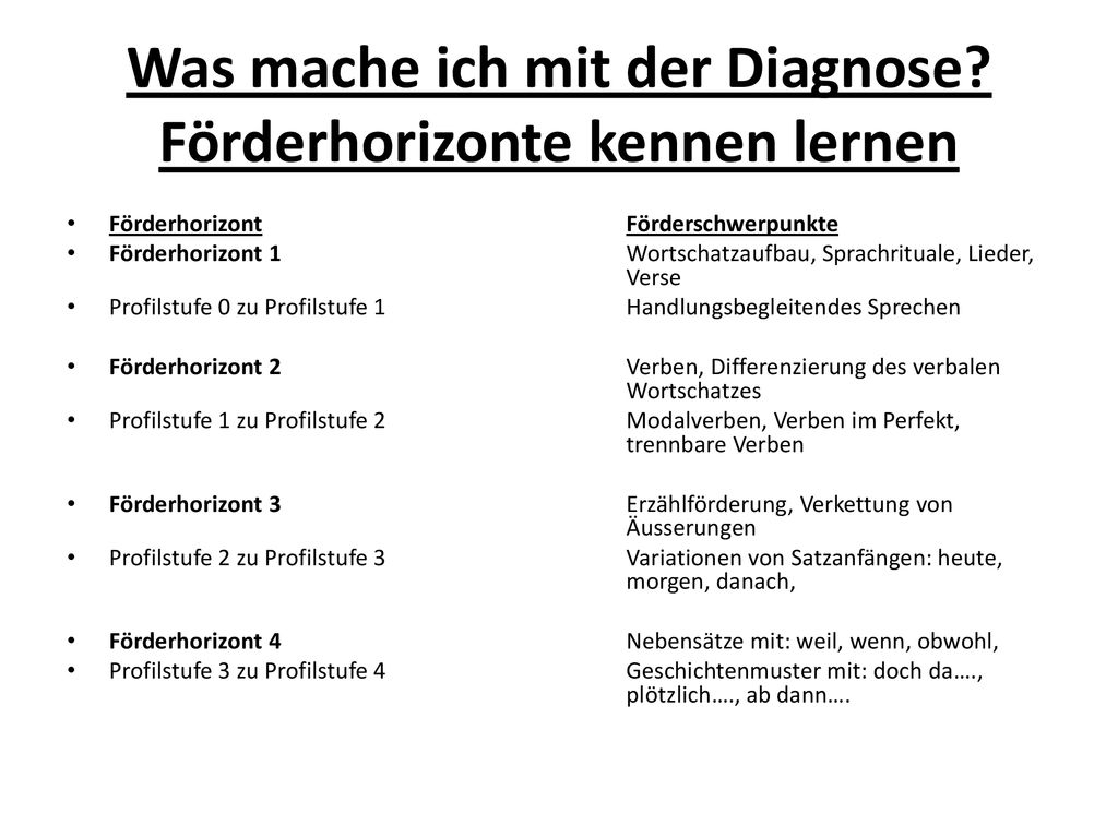 Was mache ich mit der Diagnose Förderhorizonte kennen lernen