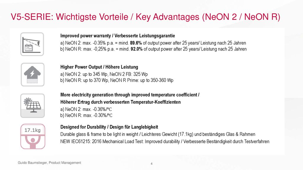 V5-SERIE: Wichtigste Vorteile / Key Advantages (NeON 2 / NeON R)