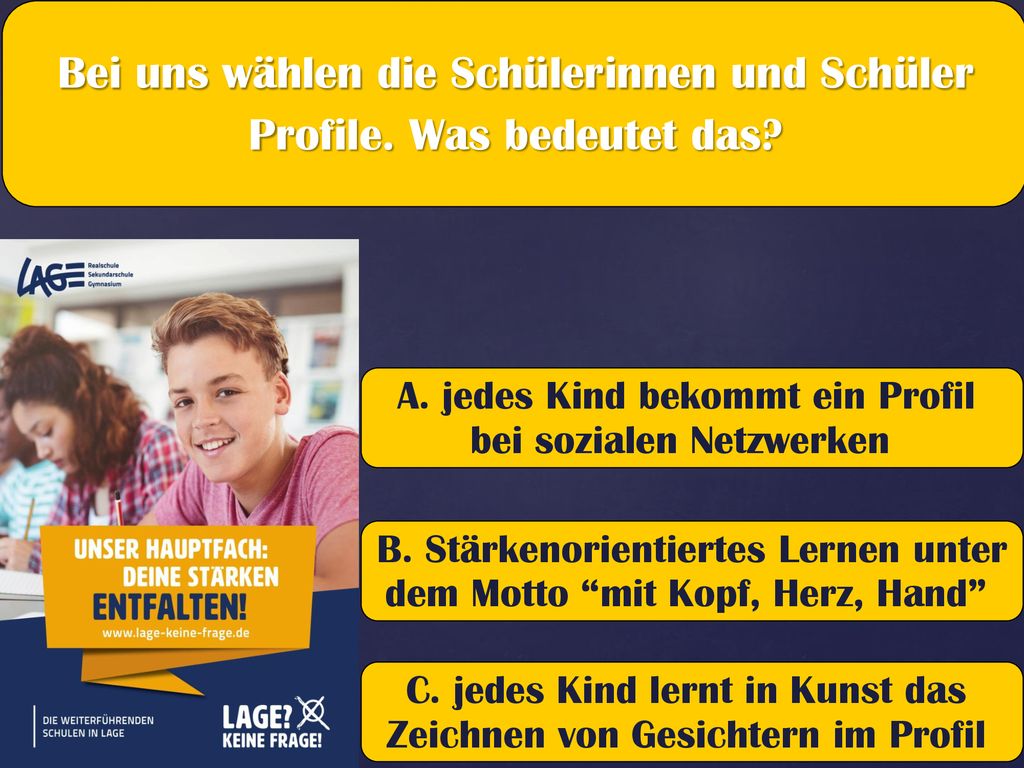 Bei uns wählen die Schülerinnen und Schüler Profile. Was bedeutet das
