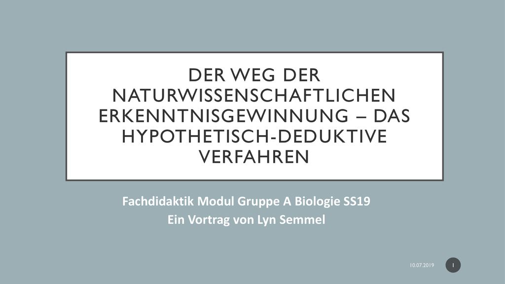 Fachdidaktik Modul Gruppe A Biologie SS19 Ein Vortrag von Lyn Semmel