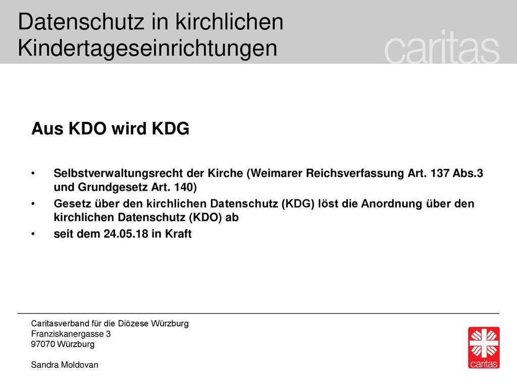 Datenschutz in kirchlichen Kindertageseinrichtungen