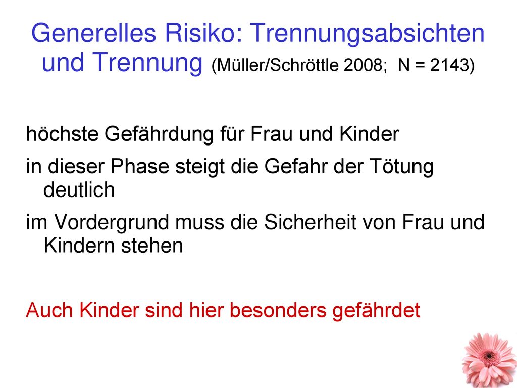 Generelles Risiko: Trennungsabsichten und Trennung (Müller/Schröttle 2008; N = 2143)