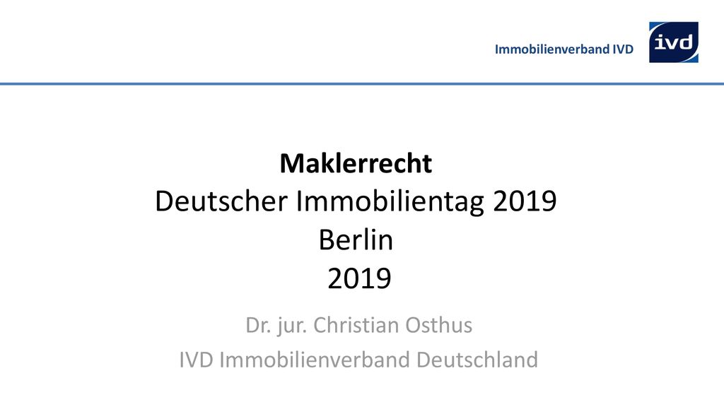 Maklerrecht Deutscher Immobilientag 2019 Berlin 2019