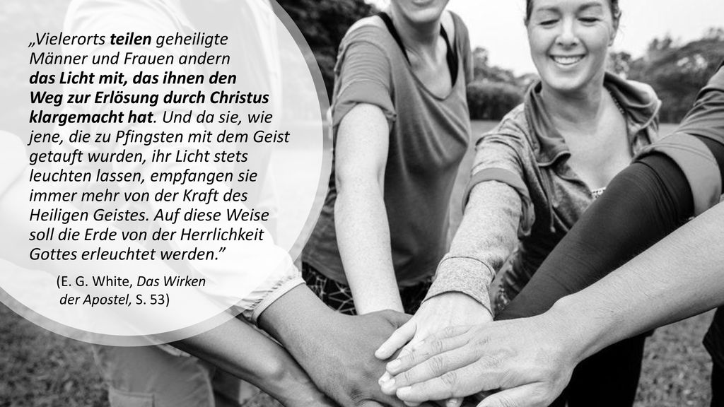 „Vielerorts teilen geheiligte Männer und Frauen andern das Licht mit, das ihnen den Weg zur Erlösung durch Christus klargemacht hat. Und da sie, wie jene, die zu Pfingsten mit dem Geist getauft wurden, ihr Licht stets leuchten lassen, empfangen sie immer mehr von der Kraft des Heiligen Geistes. Auf diese Weise soll die Erde von der Herrlichkeit Gottes erleuchtet werden.