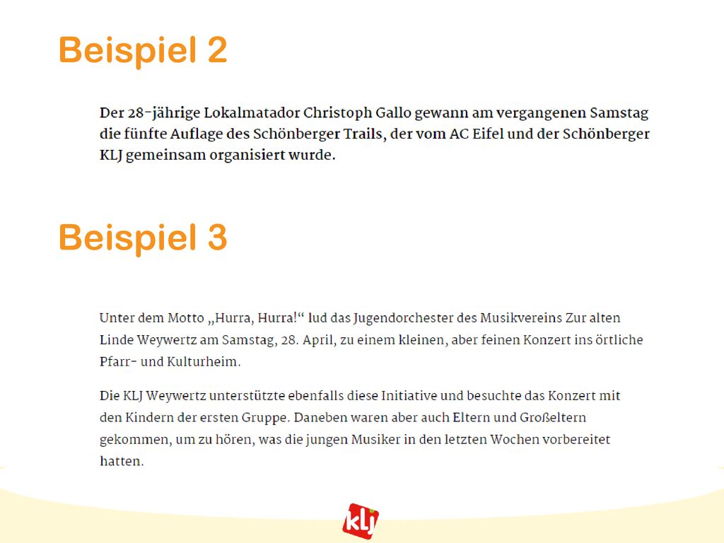 Beispiel 2 Beispiel 3. Welche Faktoren spielen hier eine wichtige Rolle, welche Punkte werden hier vermittelt