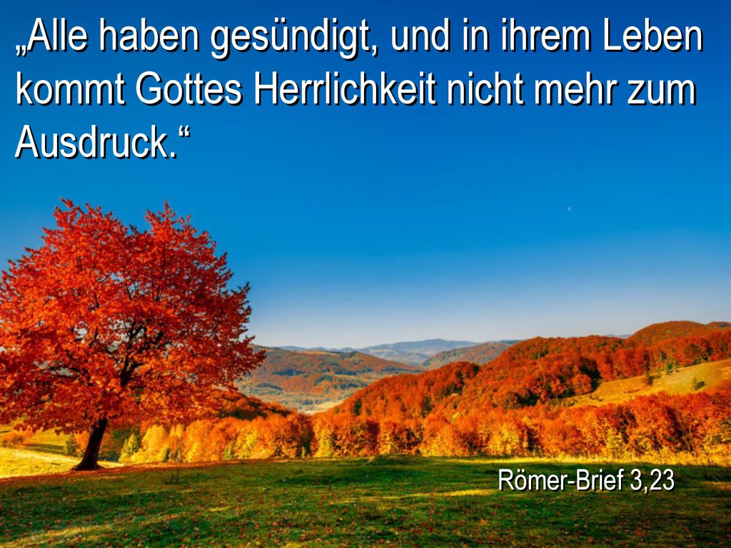 „Alle haben gesündigt, und in ihrem Leben kommt Gottes Herrlichkeit nicht mehr zum Ausdruck.