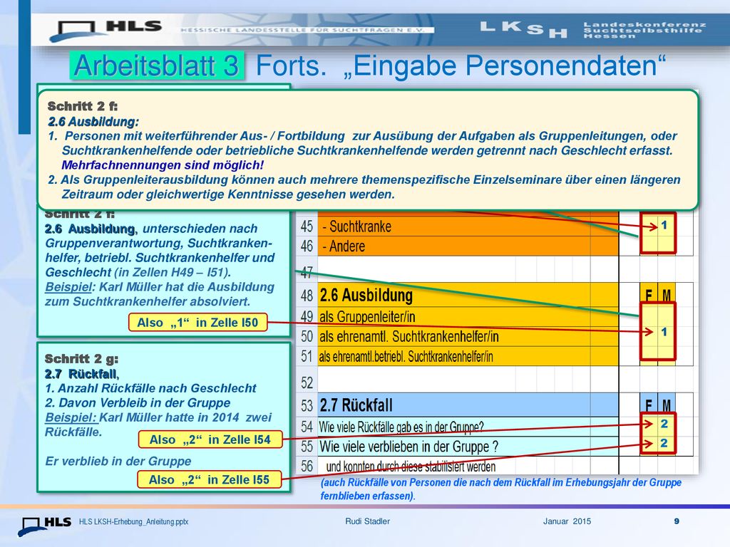 Arbeitsblatt 3 Forts. „Eingabe Personendaten - zum Rauchen 2