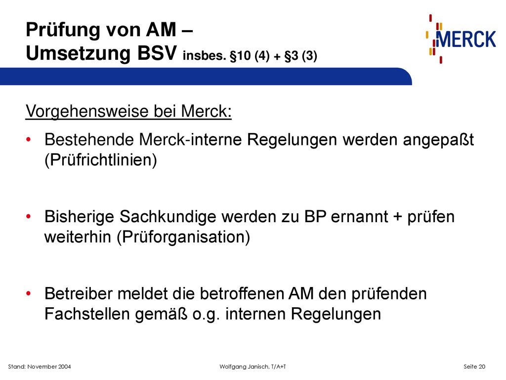 Prüfung von AM – Umsetzung BSV insbes. §10 (4) + §3 (3)