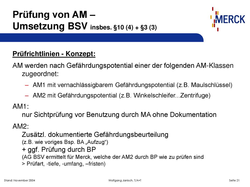 Prüfung von AM – Umsetzung BSV insbes. §10 (4) + §3 (3)