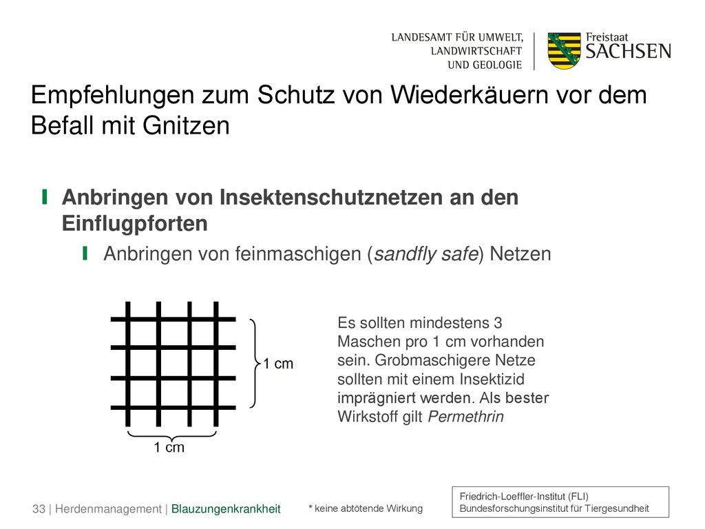 Empfehlungen zum Schutz von Wiederkäuern vor dem Befall mit Gnitzen
