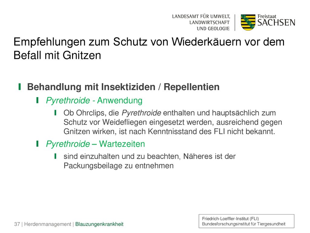 Empfehlungen zum Schutz von Wiederkäuern vor dem Befall mit Gnitzen