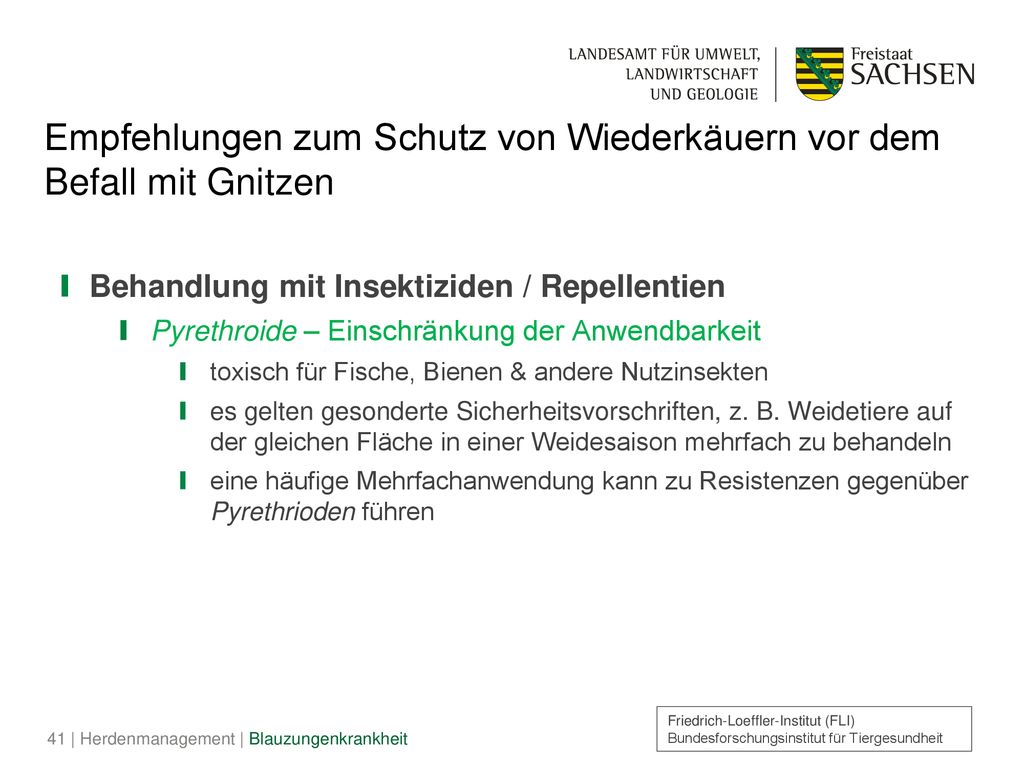 Empfehlungen zum Schutz von Wiederkäuern vor dem Befall mit Gnitzen