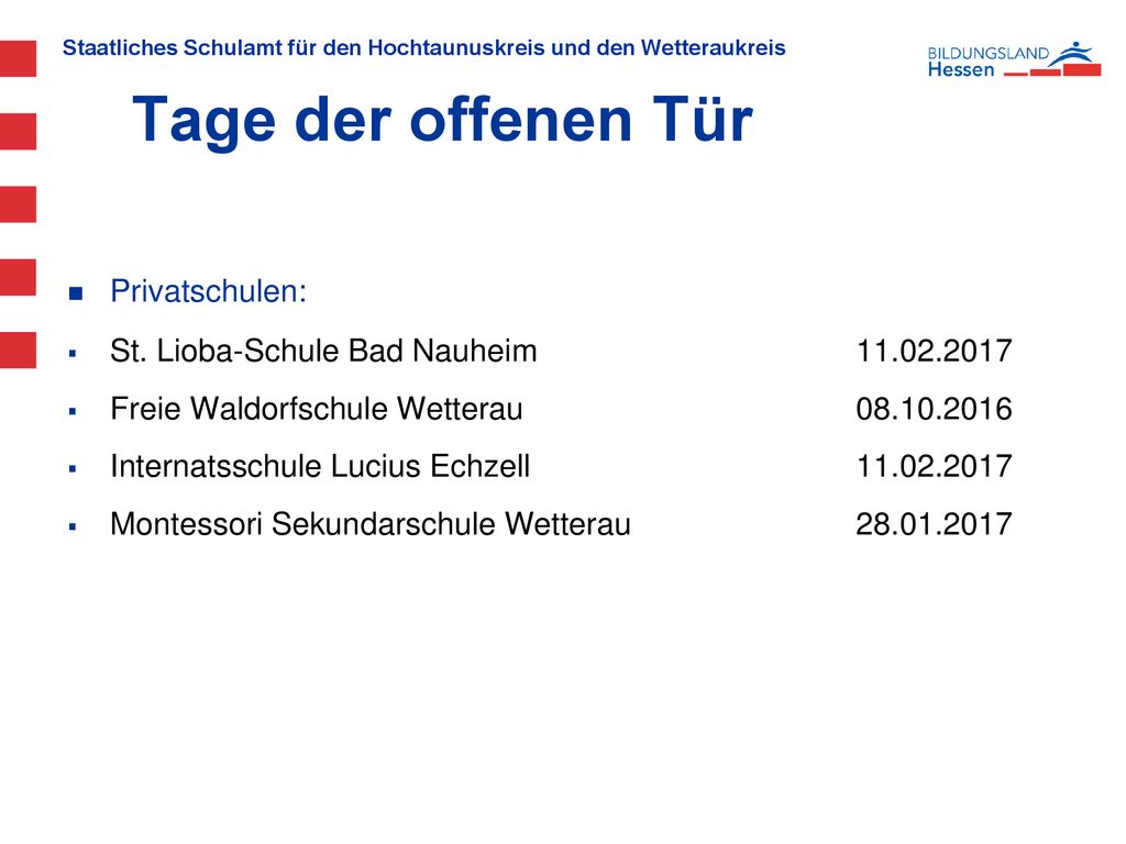Tage der offenen Tür Privatschulen: