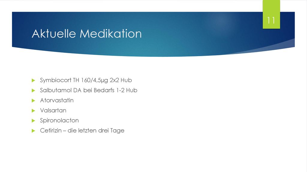 Aktuelle Medikation Symbiocort TH 160/4,5µg 2x2 Hub