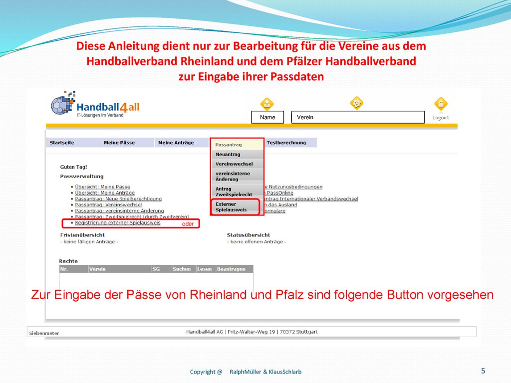 Diese Anleitung dient nur zur Bearbeitung für die Vereine aus dem