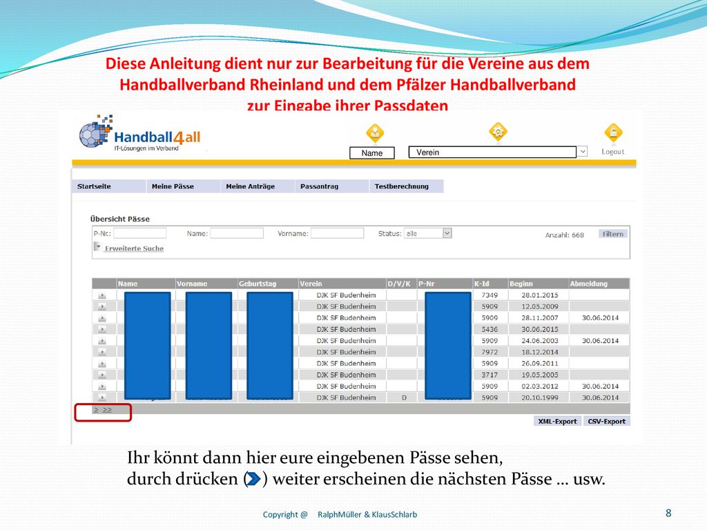 Diese Anleitung dient nur zur Bearbeitung für die Vereine aus dem