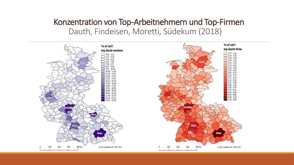 Konzentration von Top-Arbeitnehmern und Top-Firmen Dauth, Findeisen, Moretti, Südekum (2018)