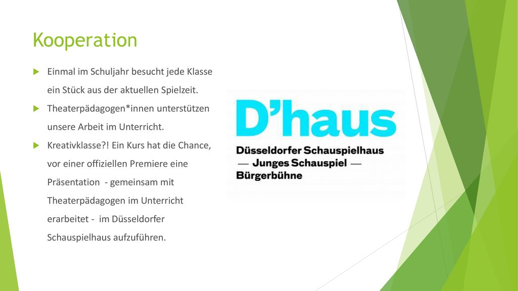 Kooperation Einmal im Schuljahr besucht jede Klasse ein Stück aus der aktuellen Spielzeit.