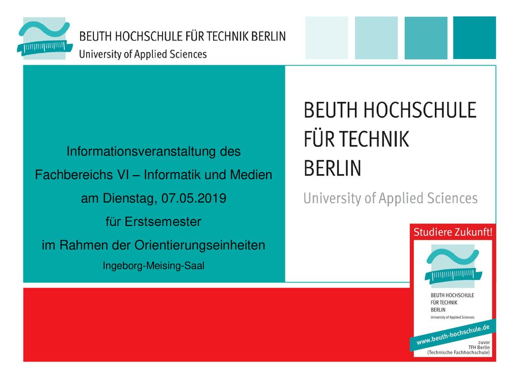 Informationsveranstaltung des Fachbereichs VI – Informatik und Medien