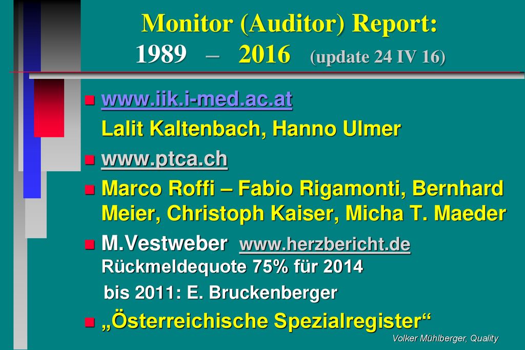 Monitor (Auditor) Report: 1989 – 2016 (update 24 IV 16)
