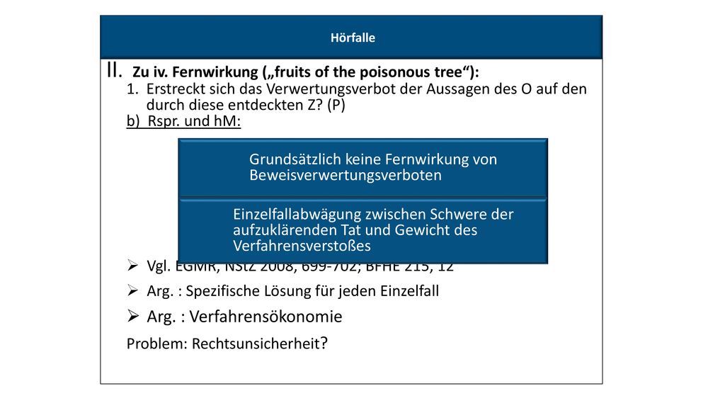 II. Zu iv. Fernwirkung („fruits of the poisonous tree ):