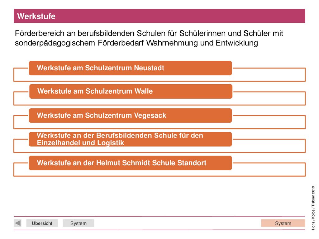 Werkstufe Förderbereich an berufsbildenden Schulen für Schülerinnen und Schüler mit sonderpädagogischem Förderbedarf Wahrnehmung und Entwicklung.