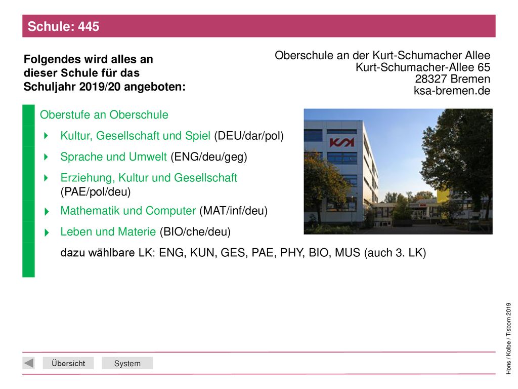 Schule: 445 Oberschule an der Kurt-Schumacher Allee Kurt-Schumacher-Allee Bremen ksa-bremen.de.
