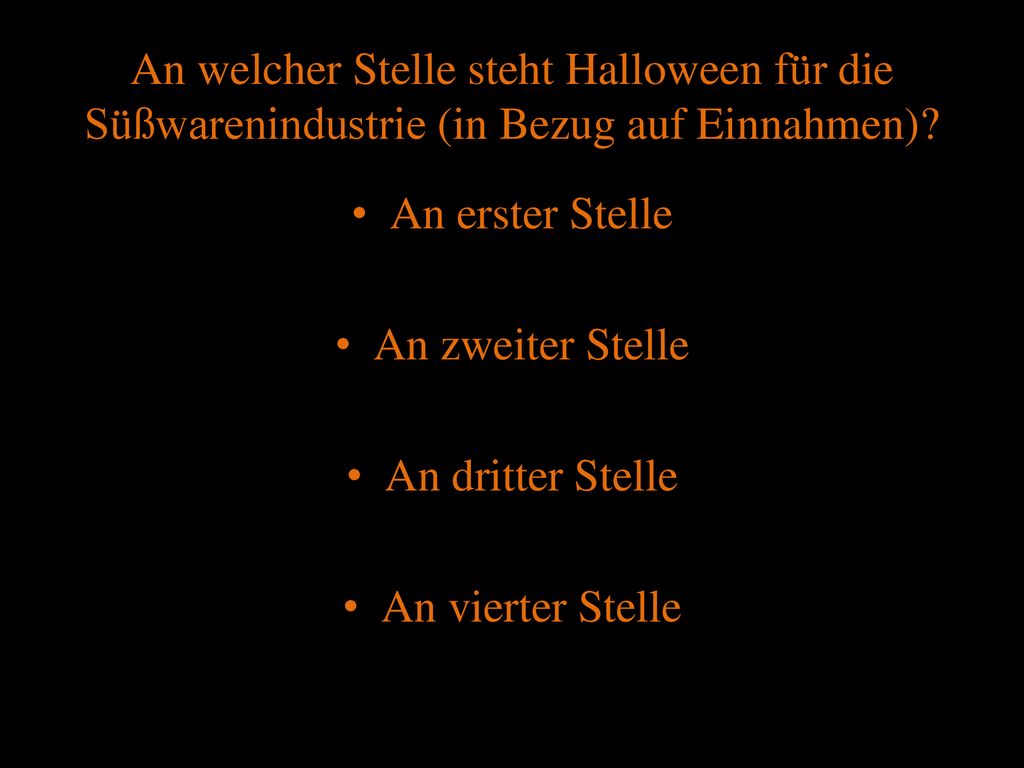 An welcher Stelle steht Halloween für die Süßwarenindustrie (in Bezug auf Einnahmen)