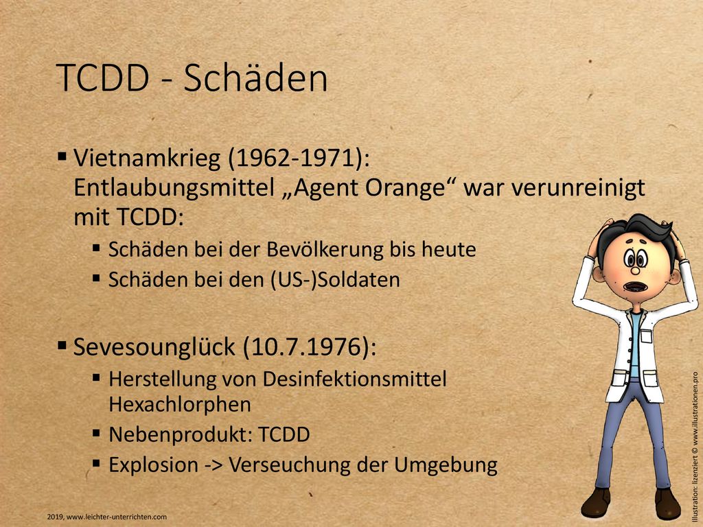 TCDD - Schäden Vietnamkrieg ( ): Entlaubungsmittel „Agent Orange war verunreinigt mit TCDD: